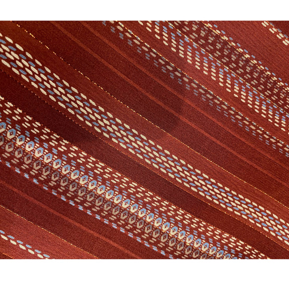 DKNY Crossover Top Rust Cream Blue Tunic Sheer Back Size S - Picture 6 of 7